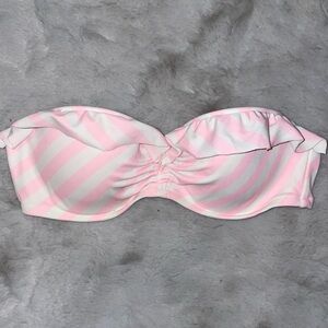 Victoria's Secret SWIM Pink and White Stripe Bikini Top Strapless 34B